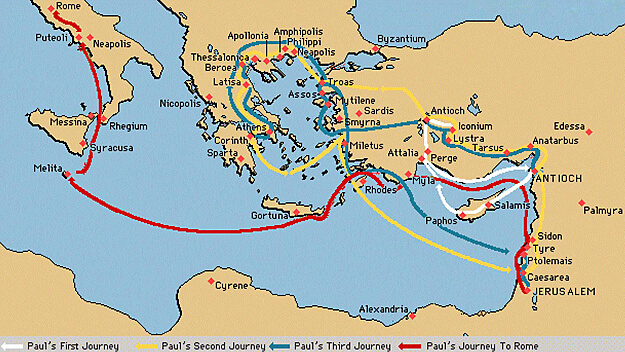 Saint Paul missionary journeys map