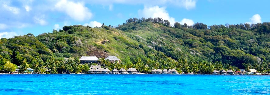 Maitai Resort from the Water. French Polynesia.