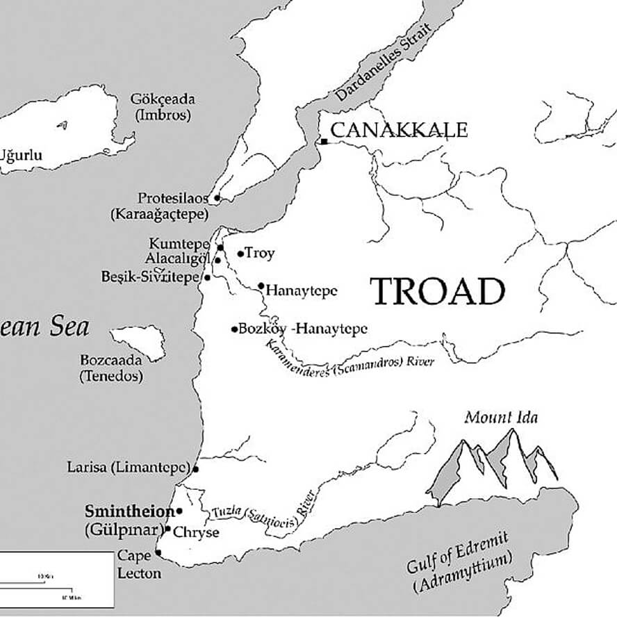 Map of the Troad. Troy – Walking with Achilles, Ajax & Agamemnon