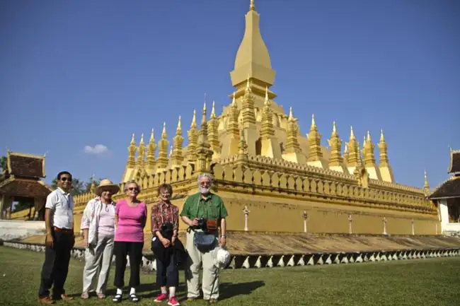 Group in Front of Pha That Luang | Location: Viangchan,  Laos