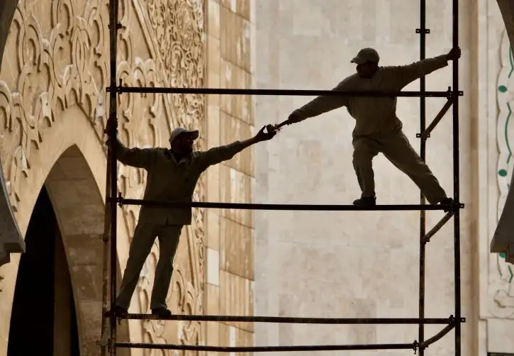 Workers at the Hassan II Mosque | Location: Casablanca,  Morocco