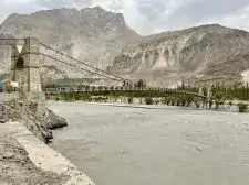 Suspension Bridge on the Way to Khapulu on the Shyok River | Location: Hunza,  Pakistan