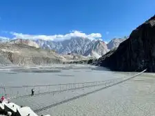 Hussaini Bridge near the Passau Cones | Location: Passu,  Pakistan