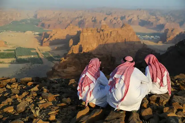 Saudi drivers overlooking Al Ula | Location: Al Ula,  Saudi Arabia