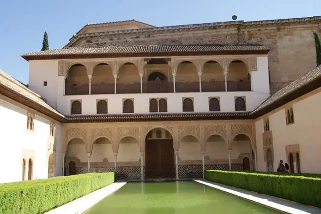 Courtyard of the Alhambra feature a water feature which is an important part of Moorish Architecture | Location: Granada,  Spain