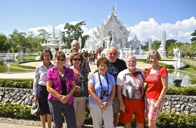 Tour Group in front of Wat Rong Khun | Location: Chiang Rai,  Thailand