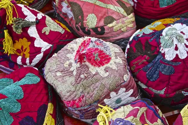 Colourful Locally Made fabrics in a Market | Location: Uzbekistan