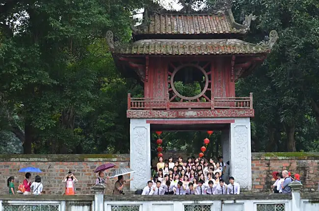 The red Constellation of Literature pavilion | Location: Ha Noi,  Vietnam