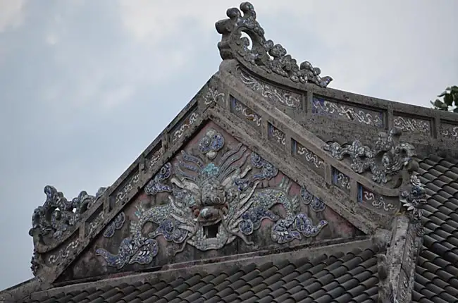 Ceramics decorations on the roof of building in Imperial Palace | Location: Hue,  Vietnam