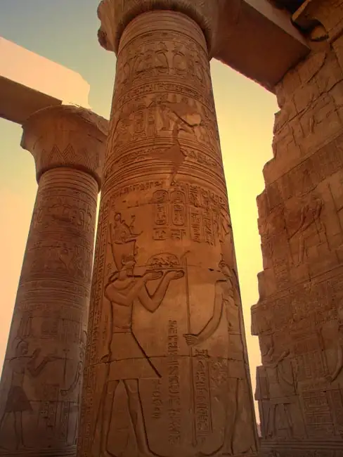 Pillars adorned with Images and Hieroglyths at the Temple of Karnak | Location: Luxor,  Egypt