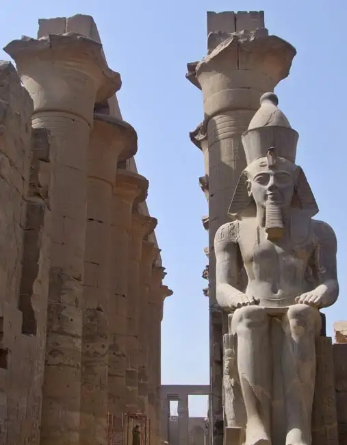 Pillars and Statue of a Pharoah at Karnak | Location: Luxor,  Egypt