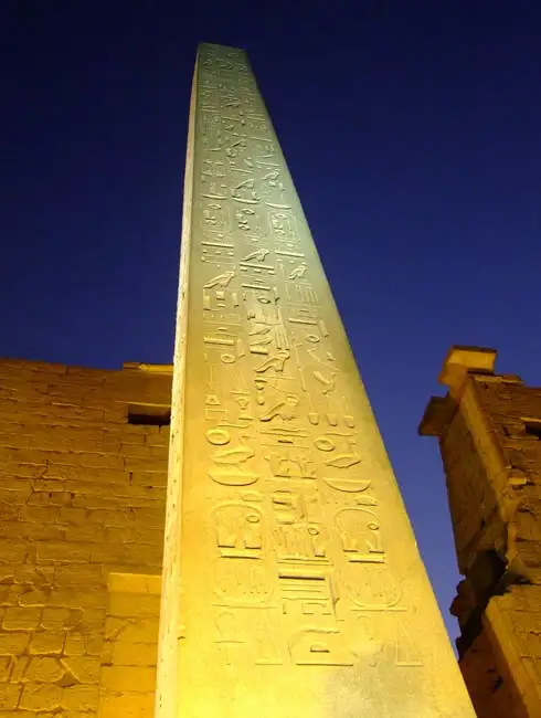 Obelisk seen lit at night | Location: Luxor,  Egypt