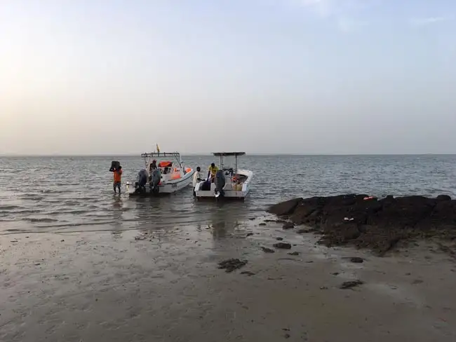 Coming ashore at the Orango Parque Hotel. | Location: Orango,  Guinea-Bissau