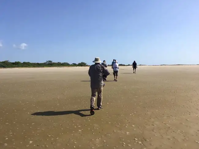 Coming ashore before our walk to the saltwater hippos | Location: Orango,  Guinea-Bissau